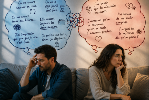 Couple en difficulté de communication à Cahors illustrant les malentendus relationnels