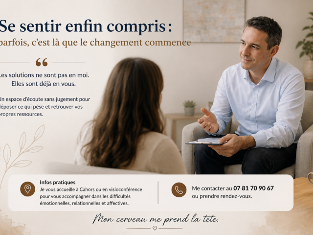Cédric Holié, thérapeute à Cahors, accueille une personne dans un espace d'écoute bienveillante et sans jugement.
