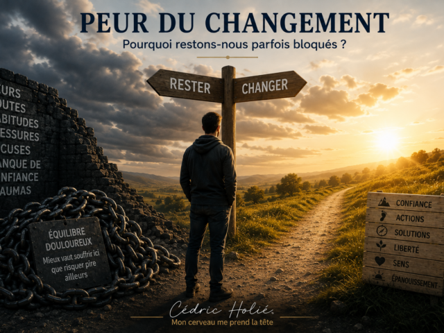 Illustration de la peur du changement et d'un équilibre douloureux qui empêche d'avancer.